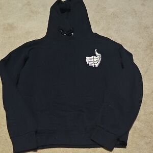 Black Hoodie with Skeleton Hand Design